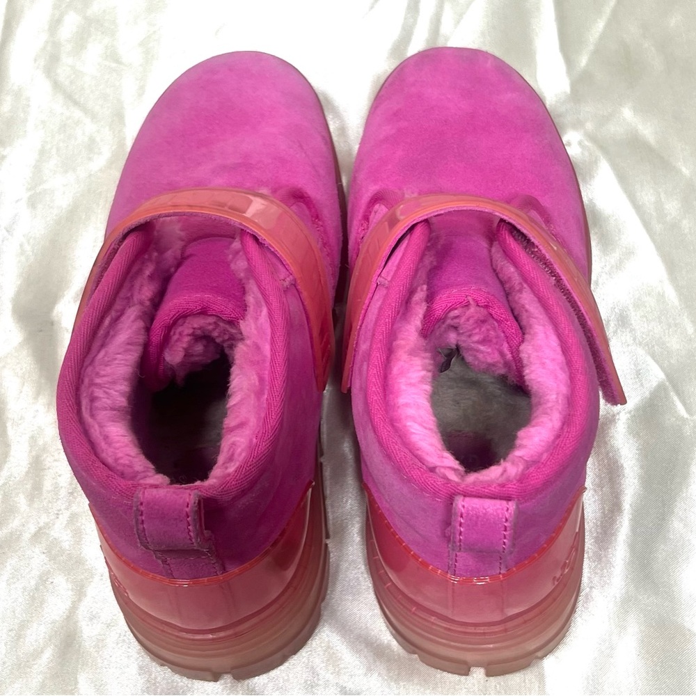 UGG Neumel Clear Chukka Boot Hot Pink Suede Wool Shearling Lined Size 8 - Picture 7 of 16